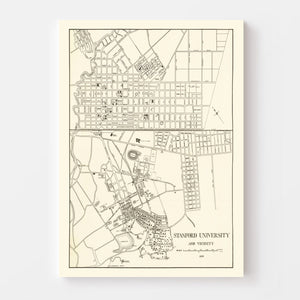 Vintage Map of Stanford University, 1928