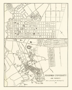 Vintage Map of Stanford University, 1928