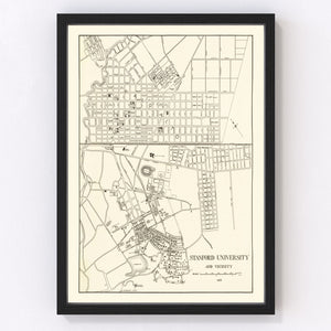Vintage Map of Stanford University, 1928