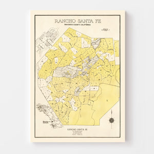 Vintage Map of Rancho Santa Fe, California 1929
