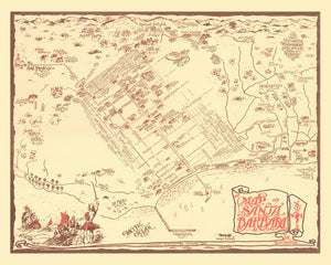 Vintage Map of Santa Barbara, California 1930