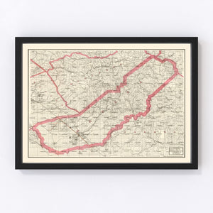 Vintage Map of Madera County, California 1914