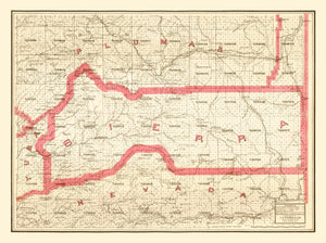 Vintage Map of Sierra County, California 1914