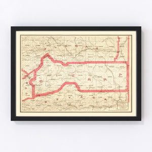 Vintage Map of Sierra County, California 1914
