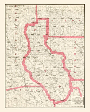 Vintage Map of Lake County, California 1914