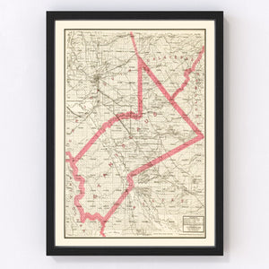 Vintage Map of Stanislaus County, California 1914