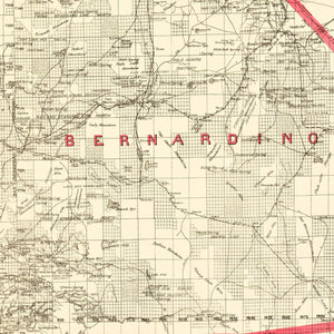 Vintage Map of Bernardino County, California 1914