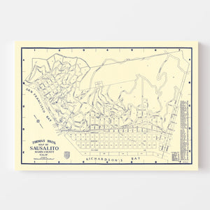 Vintage Map of Sausalito, California 1920