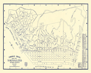 Vintage Map of Sausalito, California 1920