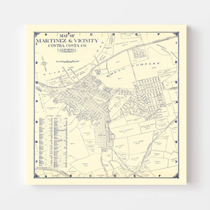 Vintage Map of Martinez, California 1920