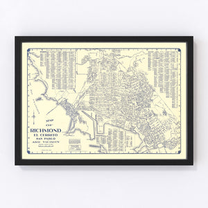 Vintage Map of Richmond, California 1920
