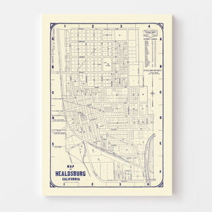 Vintage Map of Healdsburg, California 1920