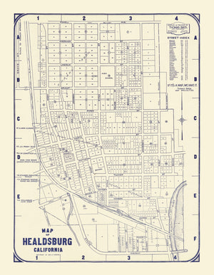 Vintage Map of Healdsburg, California 1920