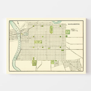 Vintage Map of Sacramento, California 1892