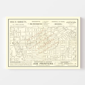 Vintage Map of Pasadena, California 1893