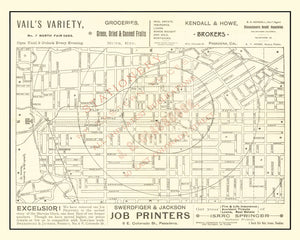 Vintage Map of Pasadena, California 1893