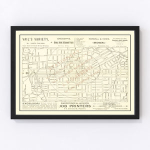 Vintage Map of Pasadena, California 1893
