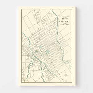 Vintage Map of San Jose, California 1893