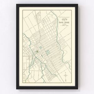Vintage Map of San Jose, California 1893