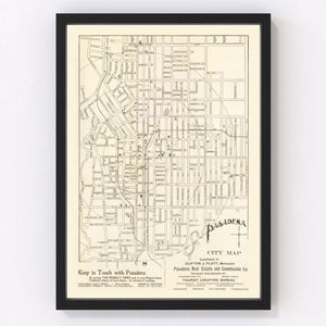 Vintage Map of Pasadena, California 1902