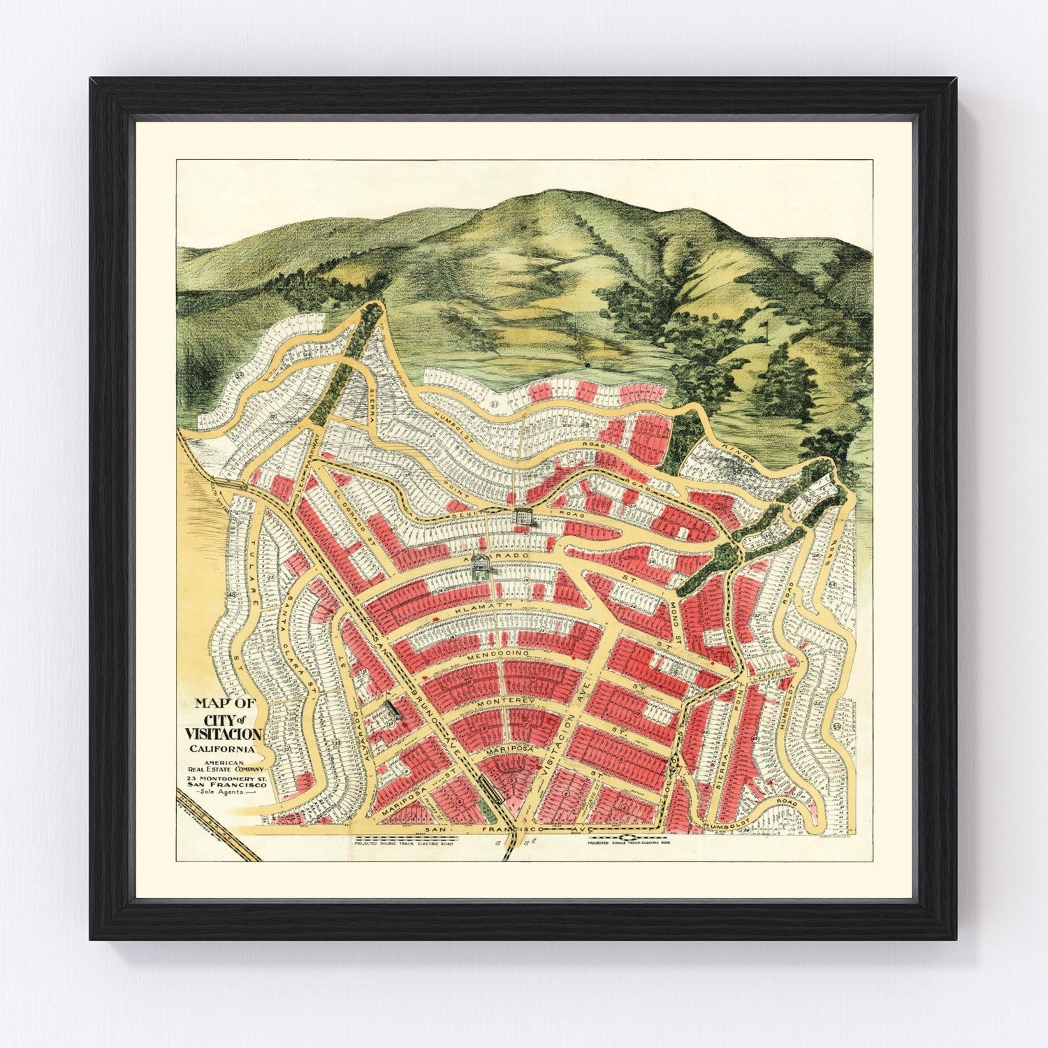 Vintage Map of Visitacion, California 1908