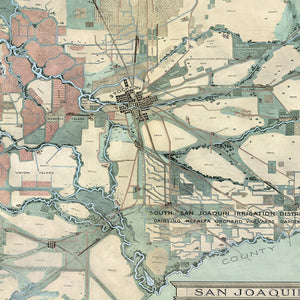 Vintage Map of San Joaquin, California 1910