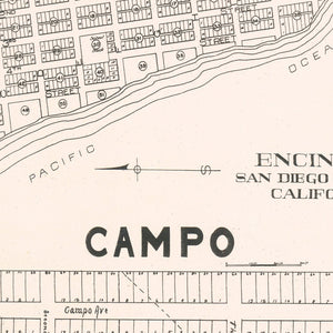 Vintage Map of Encinitas, California 1912