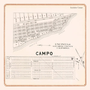 Vintage Map of Encinitas, California 1912