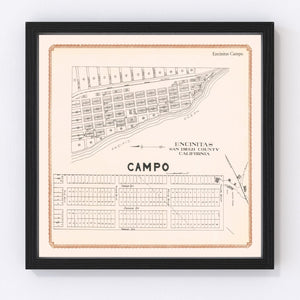 Vintage Map of Encinitas, California 1912