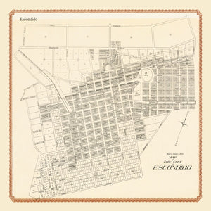 Vintage Map of Escondido, California 1912