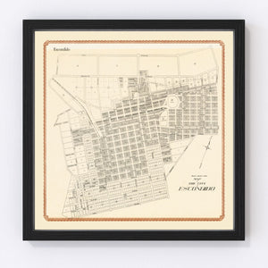 Vintage Map of Escondido, California 1912