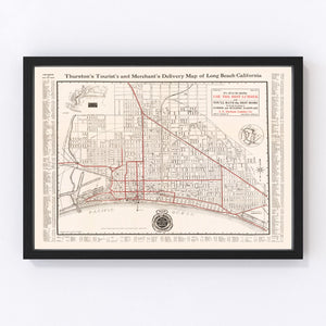 Vintage Map of Long Beach, California 1913
