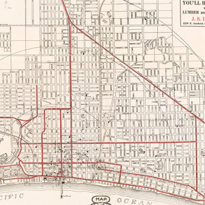 Vintage Map of Long Beach, California 1913