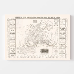 Vintage Map of Santa Cruz, California 1913