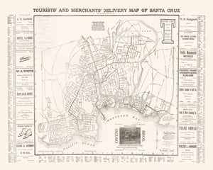 Vintage Map of Santa Cruz, California 1913