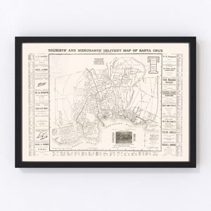 Vintage Map of Santa Cruz, California 1913