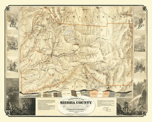 Vintage Map of Sierra County, California 1874