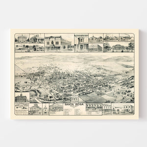 Vintage Map of Santa Rosa, California 1885