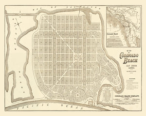 Vintage Map of Coronado Beach, California 1887