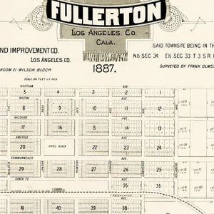 Vintage Map of Fullerton, California 1887