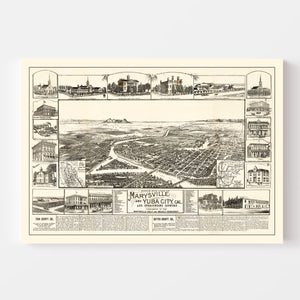 Vintage Map of Yuba, California 1888