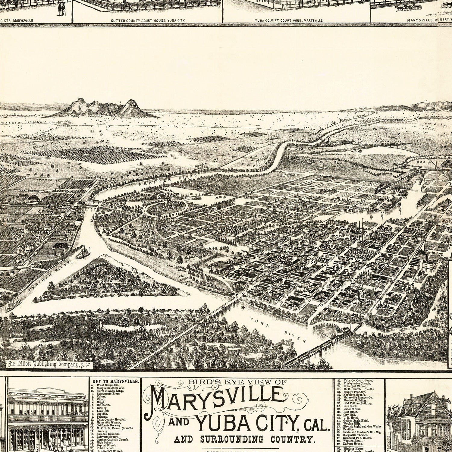 Vintage Map of Yuba, California 1888