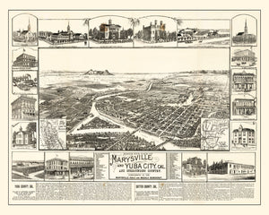 Vintage Map of Yuba, California 1888