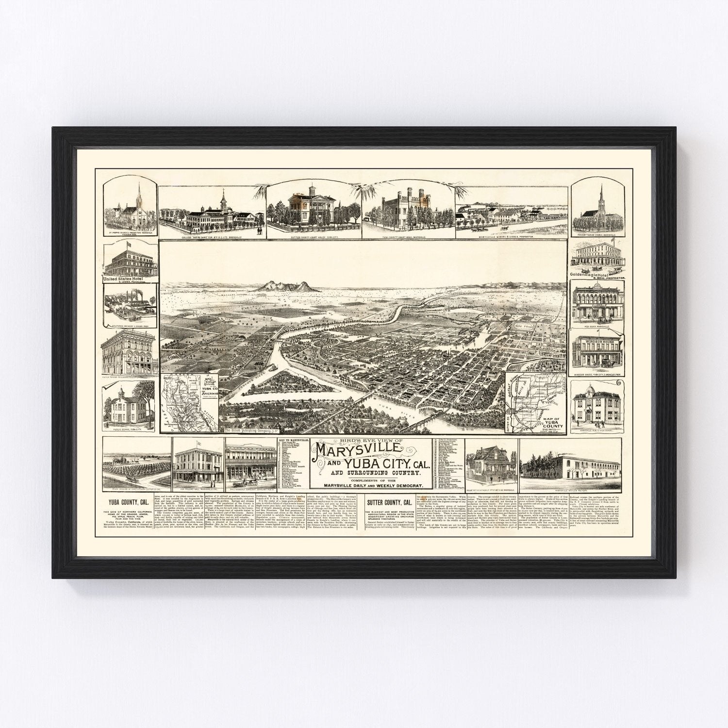 Vintage Map of Yuba, California 1888
