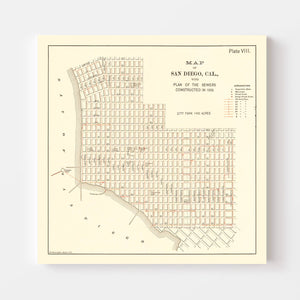 Vintage Map of San Diego, California 1891