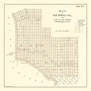 Vintage Map of San Diego, California 1891