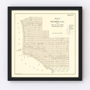 Vintage Map of San Diego, California 1891
