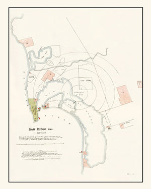 Vintage Map of San Diego, California 1891