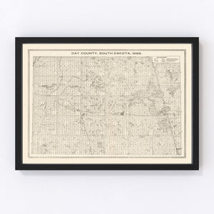 Vintage Map of Day County, South Dakota 1898
