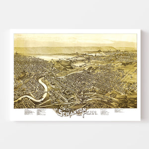 Vintage Map of Scranton, Pennsylvania 1890